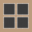 © art_sonik - Collection of blank photo frames with shadow effects isolated on brown background. Set of vintage photos frame for your picture. Illustration in realistic style. EPS 10.