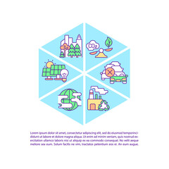 Poster - Net zero emissions strategy concept line icons with text. PPT page vector template with copy space. Brochure, magazine, newsletter design element. Air pollution reduction linear illustrations on white