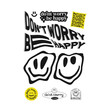 © t1m0n344 - Cool abstract acid Don't Worry Be Happy t-shirt print.