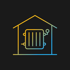 Sticker - Required heating gradient vector icon for dark theme. Delivering warm air to rooms. Heat source in habitable spaces. Thin line color symbol. Modern style pictogram. Vector isolated outline drawing