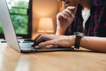 Asian businessman working at home