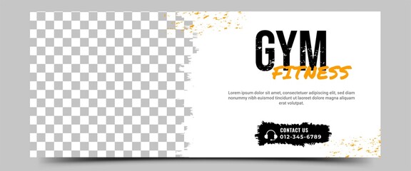 gym, fitness, exercise, and sports horizontal banner template design. usable for banner, cover, and 
