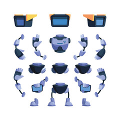 Poster - Robot constructor. Android body parts creation kit for animation garish vector cute character