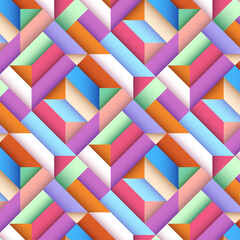 Aufkleber - Background pattern with colorful geomatric shapes and shadow, vector eps10