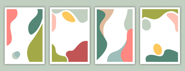 Poster - Collection of abstract background designs, minimalist poster, social media promotional content. Vector illustration. modern abstrak pastel color.