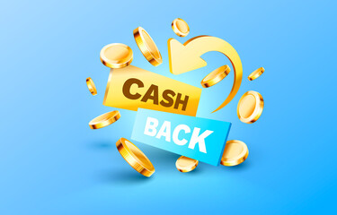 Wall Mural - Cash back service, financial payment label. Vector