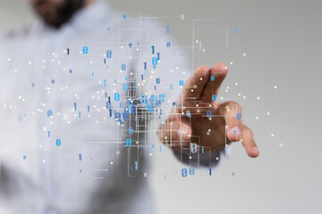 neural network 3d illustration. big data and cybersecurity