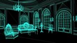 3d illustration - Wireframe Model Of Pompous Palace With Columns