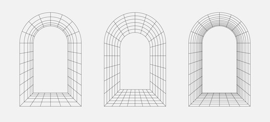 Wall Mural - Line design element, arc frame, gate. Editable strokes. Vector illustration isolated on white background, EPS 10