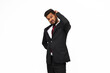 © Тарас Нагирняк - Portrait of young indian manager in black suit on white isolated background