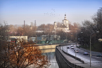 Wall Mural - View of the Andronikov Monastery and the Yauza River in Moscow