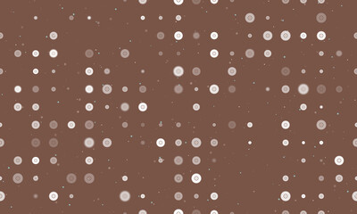 Poster - Seamless background pattern of evenly spaced white gramophone record symbols of different sizes and opacity. Vector illustration on brown background with stars