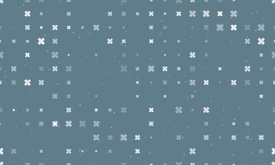 Poster - Seamless background pattern of evenly spaced white adhesive plaster symbols of different sizes and opacity. Vector illustration on blue grey background with stars