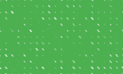 Poster - Seamless background pattern of evenly spaced white videoconference symbols of different sizes and opacity. Vector illustration on green background with stars