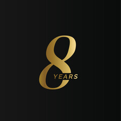 Aufkleber - Anniversary company logo, 8 years, eight gold number, wedding anniversary, memorial date symbol set, golden year collection. Birthday symbol, age jubilee, congratulations badge, greeting emblem