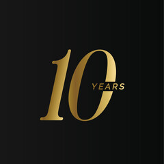 Aufkleber - Anniversary company logo, 1 year, ten gold number, wedding anniversary, memorial date symbol set, golden year collection. Birthday symbol, age jubilee, congratulations badge, greeting emblem