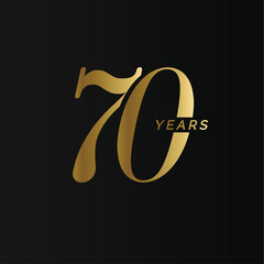 Aufkleber - Anniversary company logo, 70 years, seventy gold number, wedding anniversary, memorial date symbol set, golden year collection. Birthday symbol, age jubilee, congratulations badge, greeting emblem