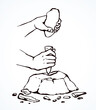 Vector illustration. Primitive people make stone tools