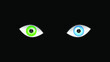 © Дмитрий - Two Eyes With Different Colors Eyes On Dark Background Disease Heterochromia Concept Vector Design Style