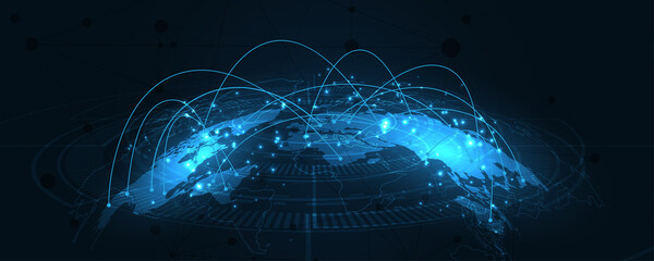 Wall Mural - global network connection world map abstract technology background global business innovation concep