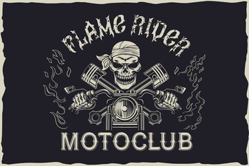 Wall Mural - Flame rider motoclub emblem design