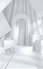 Wall Mural - Creative drawing of 3D simulation scene product stand