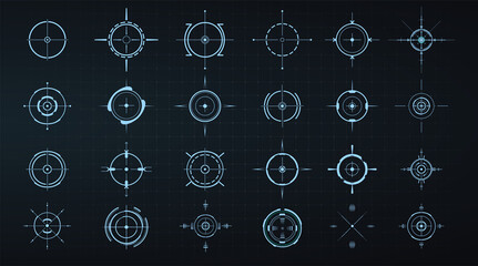 sniper aim pointer. ui, hud technology aiming, weapon military futuristic sights. weapon targeting p