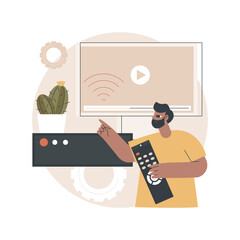 Poster - smart tv box abstract concept vector illustration. console box, streaming device, smart tv software,