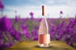 Fresh cold gris rose wine and blossoming colorful fields, tastes and aromas
