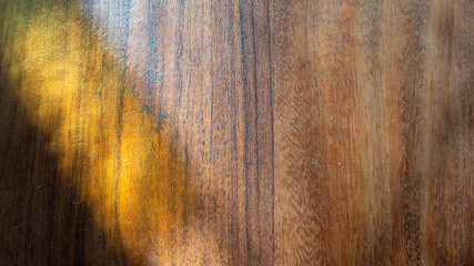 Wall Mural - Wooden surface with sunrays in the morning