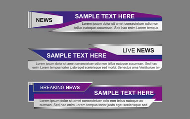 Wall Mural - set collection vector of broadcast news lower thirds template layout design banner for bar headline 
