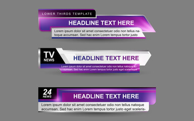 Wall Mural - set collection vector of broadcast news lower thirds template layout design banner for bar headline 