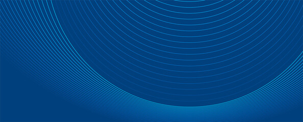 Wall Mural - Bright blue round lines technology futuristic background. Minimal vector banner design