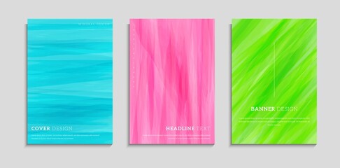 Set Of Colorful Minimal Abstract Watercolor Paint Textures Cover Template