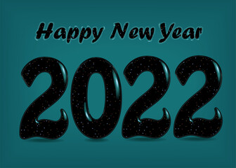 Happy New Year. Black number 2022