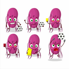 Wall Mural - Virus Molecule cartoon character working as a Football referee