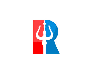 Poster - R Letter with trident in the middle