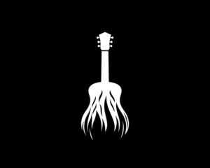 Canvas Print - Guitar silhouette with fire flame inside