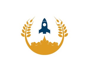 Sticker - Circular wheat with rocket gliding inside