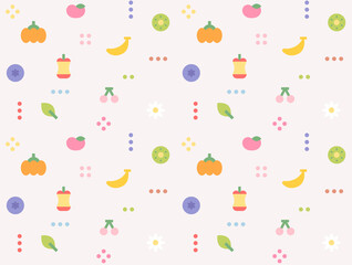 Wall Mural - small and cute fruit icon. simple pattern design template.
