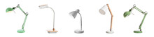 Stylish Table Lamps On White Background