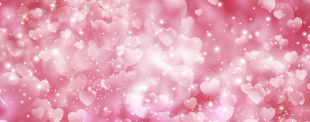 Wall Mural - Abstract heart pink light or bokeh background. Valentine Day concept