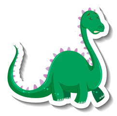 Poster - Cute green dinosaur cartoon character sticker