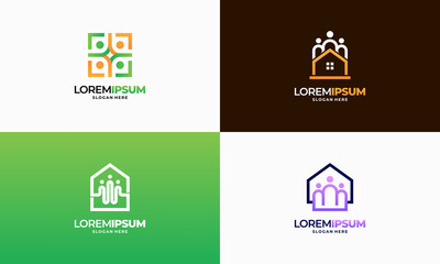 Wall Mural - set of modern outline property community logo designs concept vector, real estate community logo tem