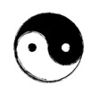 Hand drawn ying yang symbol of harmony and balance, design element. Brush drawing