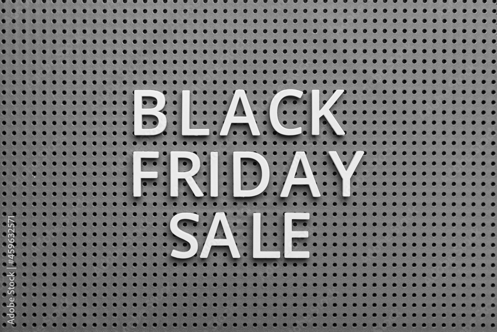 Text BLACK FRIDAY on grey background
