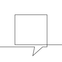 Wall Mural - One line drawing of square speech bubble, Black and white vector minimalistic linear illustration made of continuous line