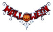 Halloween lettering with pumpkin. Lettering for your design.