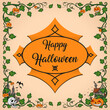 Halloween corners smiling pumpkin and skull, corners consisting of pumpkin leaves.