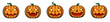 Cartoon halloween pumpkins, Spooky Jack O' Lantern isolated on white.